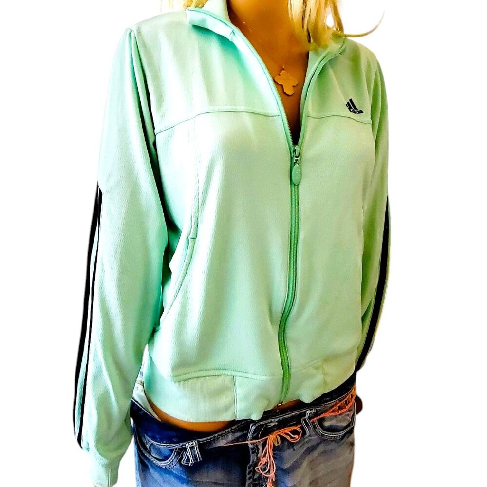 Adidas mint green with black detailing jacket Size Medium - Picture 2 of 11